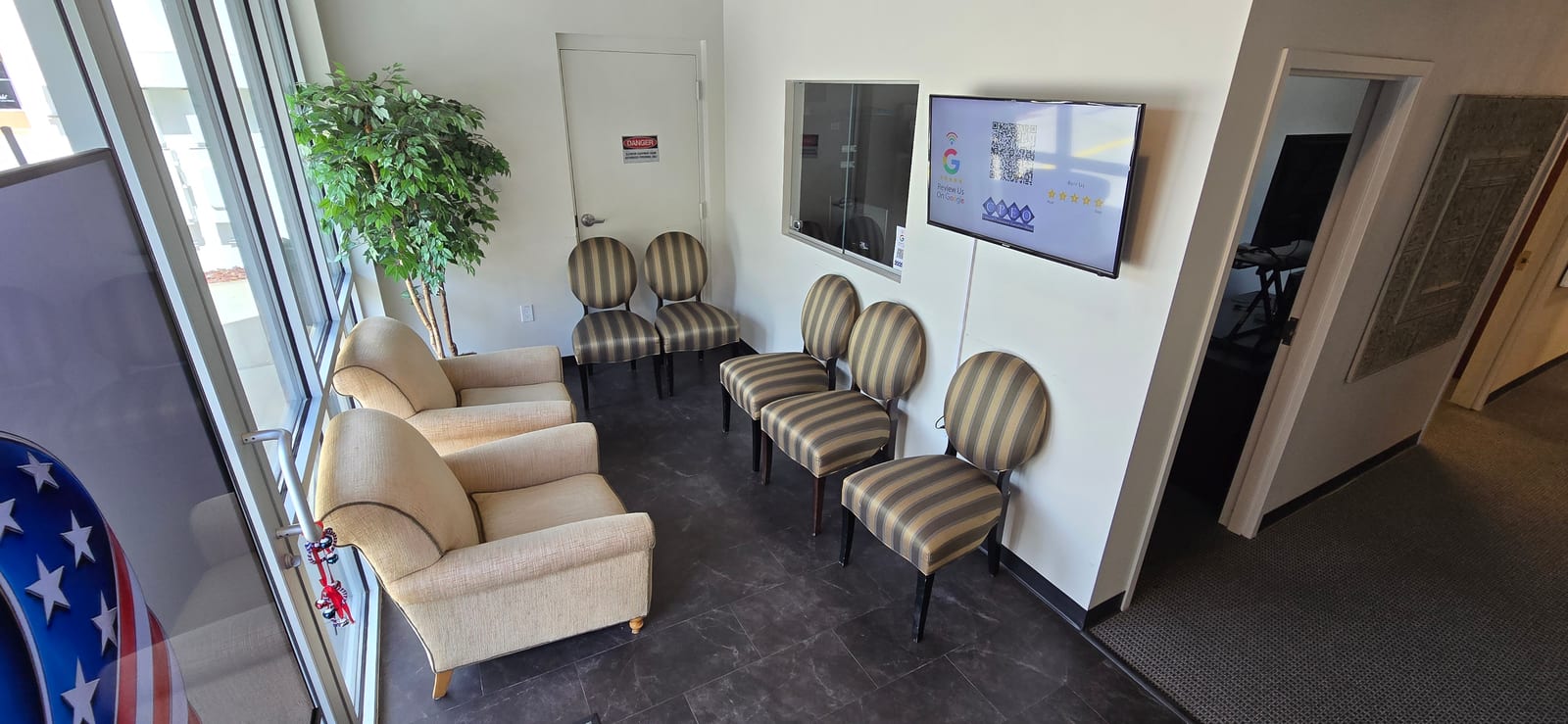 CPEO lobby waiting area with seating