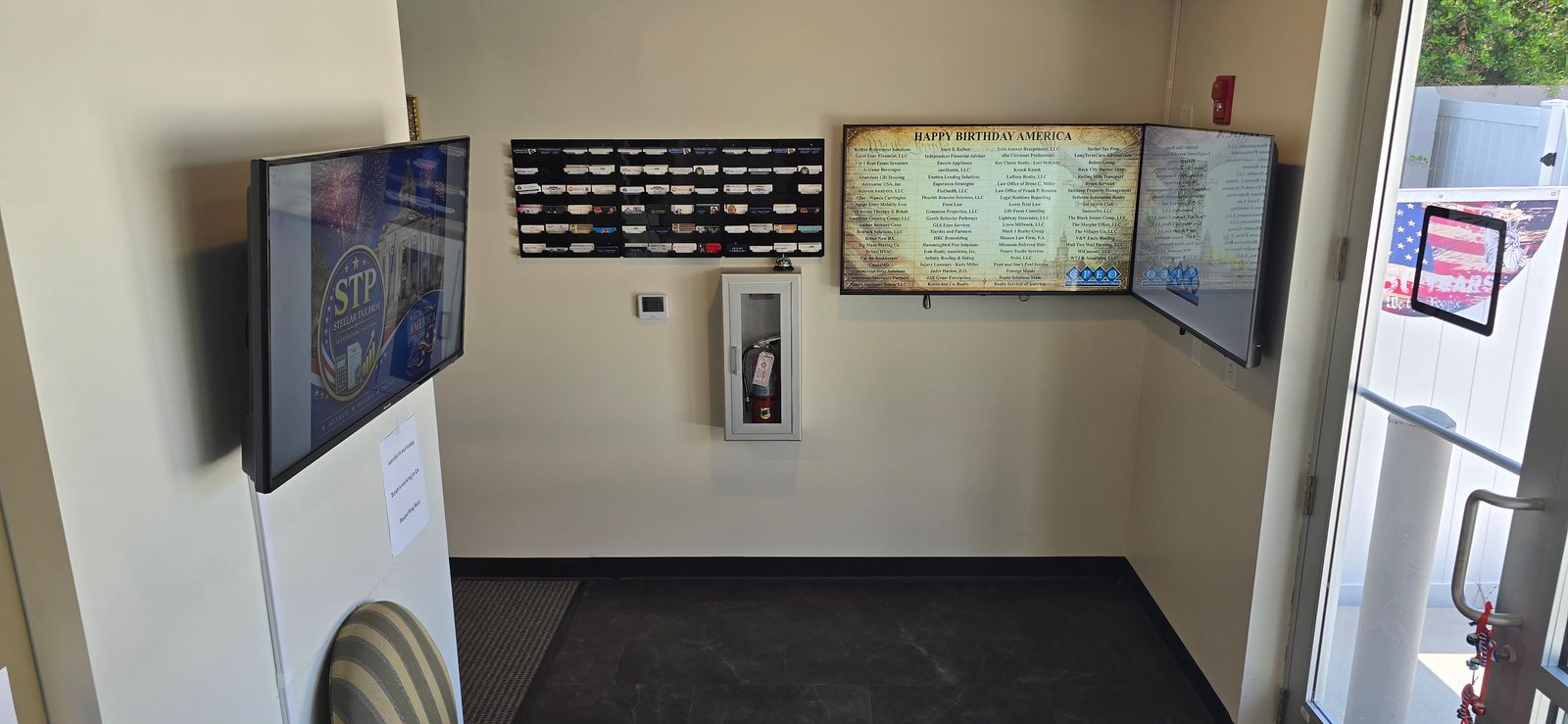 CPEO lobby with tenant directory and business card listings